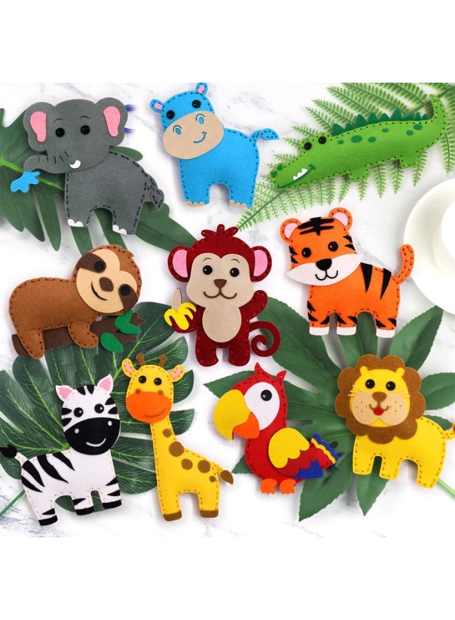fantasize Jungle Animals Sewing Kit Zoo Felt Animal DIY Crafts for Girls and Boys Educational Nursery Sewing for Kids Art Craft Kits Animal Felt Plush Ornaments for Beginners Set of 10 - Image 5